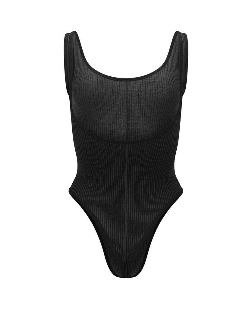 Nagnata Classic Wool Bodysuit Obsidian back