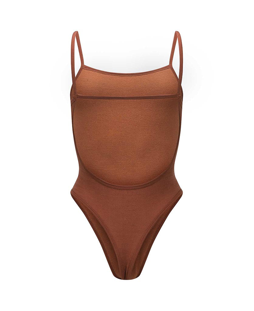 Nagnata Ballet Wool Bodysuit Clay back