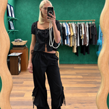 Flounced Top - Black