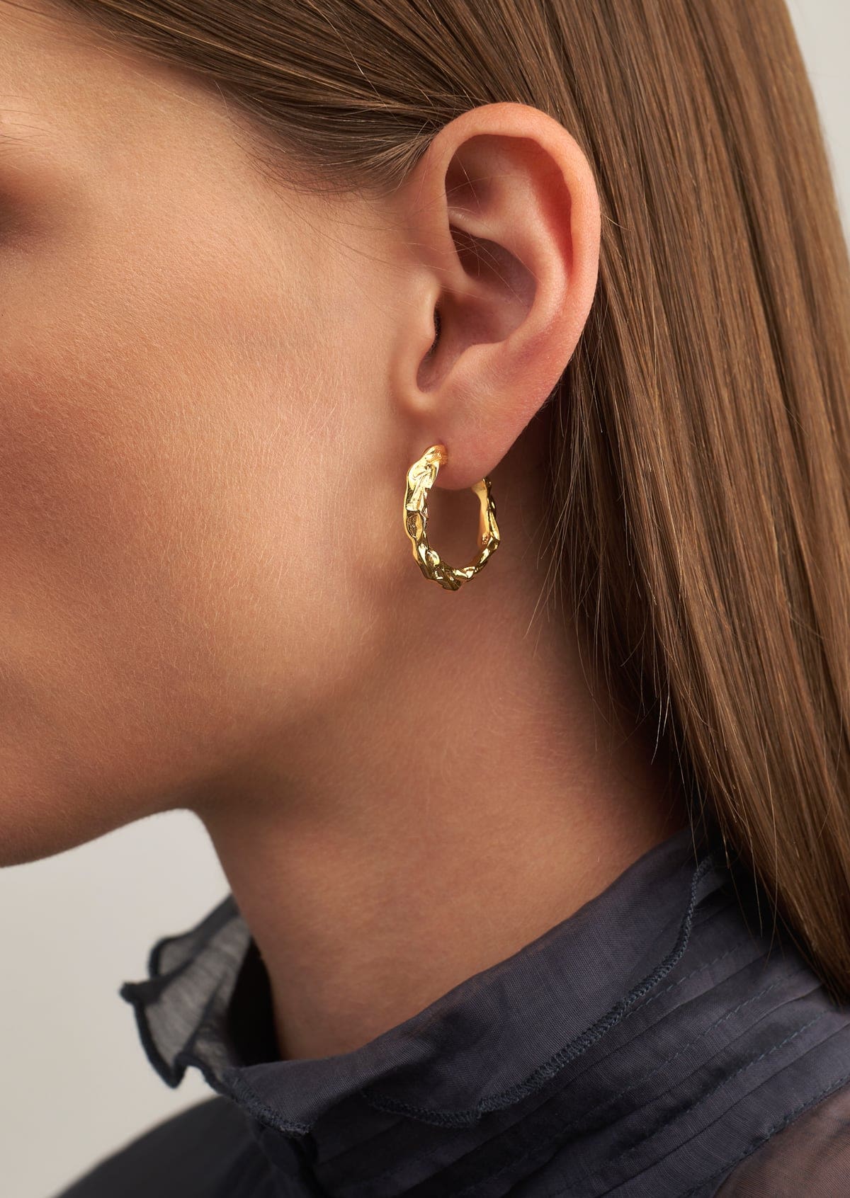 Hermina Athens Full Moon Hoops on model