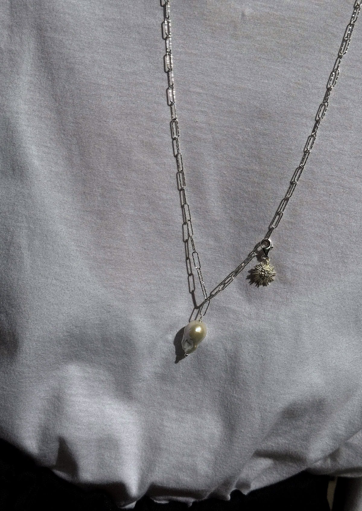 Hermina Athens Sun Mini Clip On Lost Sea Diamond Cut Necklace styled