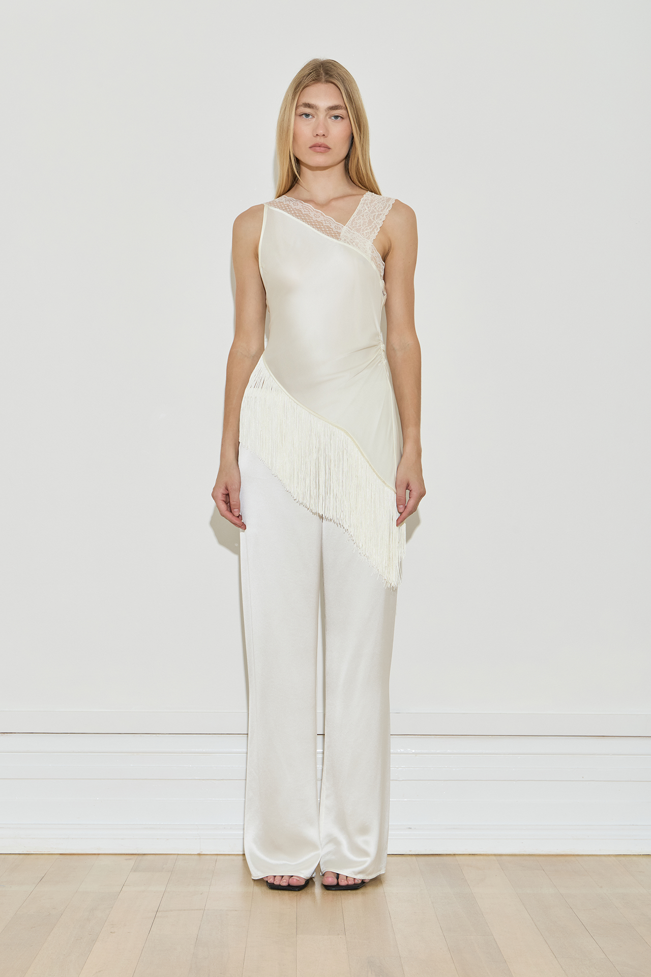 Maison Essentiele Deconstructed Fringe Top Cream