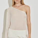 Maison Essentiele One-Shoulder Long Sleeve Top Cream
