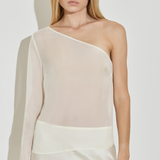 Maison Essentiele One-Shoulder Long Sleeve Top Cream