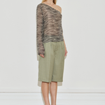 Maison Essentiele One-Shoulder Long Sleeve Top Zebra