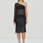 Maison Essentiele Silk Fringe Midi Skirt Black