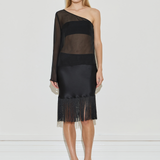 Maison Essentiele Silk Fringe Midi Skirt Black