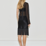 Maison Essentiele Silk Fringe Midi Skirt Black