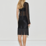 Maison Essentiele Silk Fringe Midi Skirt Black