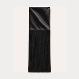 Maison Essentiele Silk Fringe Scarf Black