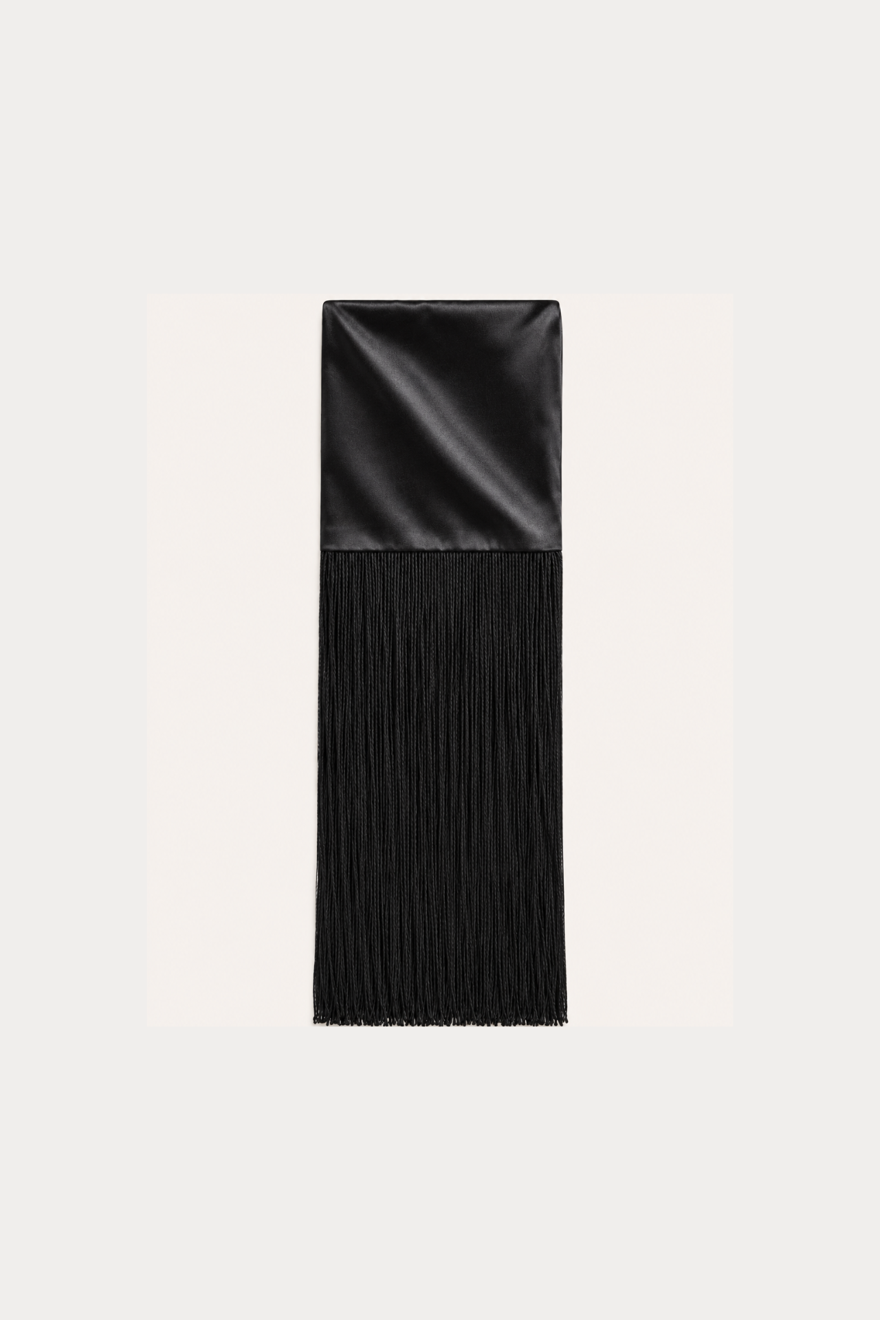 Maison Essentiele Silk Fringe Scarf Black