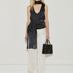 Maison Essentiele Silk Fringe Scarf Black