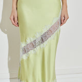 Maison Essentiele Silk Lace Midi Skirt Chartreuse Sea Moss