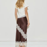 Silk Lace Midi Skirt - Chocolate Cream