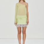Maison Essentiele Silk Lace Mini Skirt Chartreuse Sea Moss