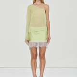 Maison Essentiele Silk Lace Mini Skirt Chartreuse Sea Moss