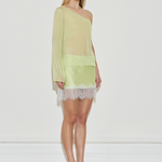 Maison Essentiele Silk Lace Mini Skirt Chartreuse Sea Moss