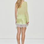 Maison Essentiele Silk Lace Mini Skirt Chartreuse Sea Moss