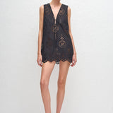 Matteau Broderie Tie Mini Dress Black