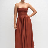 Matteau Shirred Bodice Dress Garnet