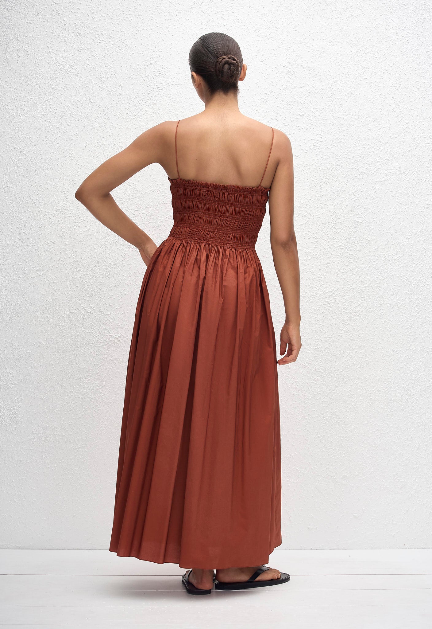 Matteau Shirred Bodice Dress Garnet view 3