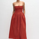Matteau Shirred Bodice Dress tomato women’s midi dress
