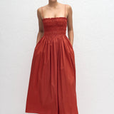 Matteau Shirred Bodice Dress tomato women’s midi dress
