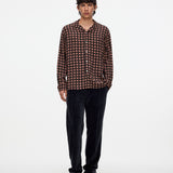 OAS Company Lumo Viscose Long Sleeve Shirt Coffee worn by model