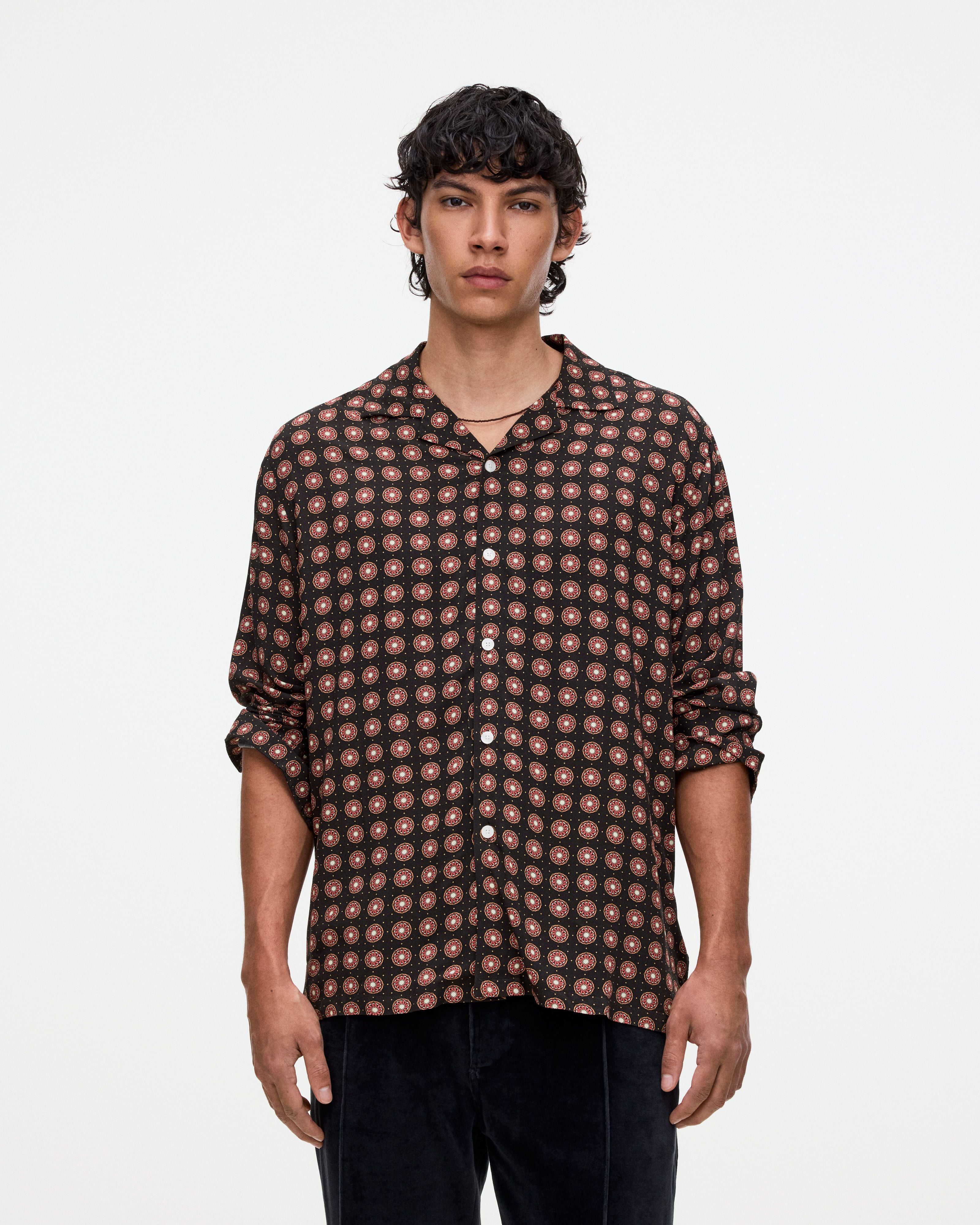 OAS Company Lumo Viscose Long Sleeve Shirt Coffee styled