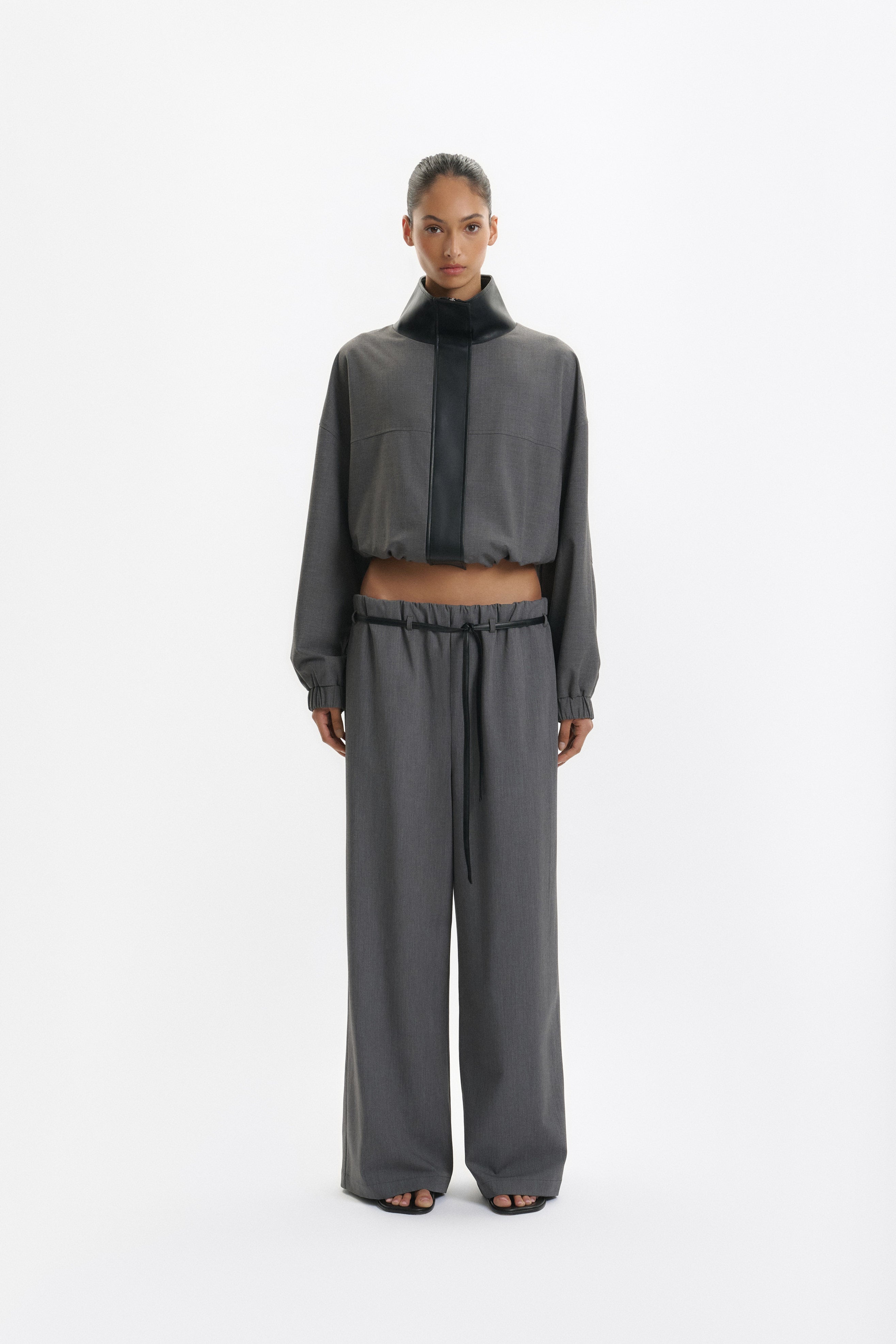 One Of Others Tove Bomber Charcoal Black on model