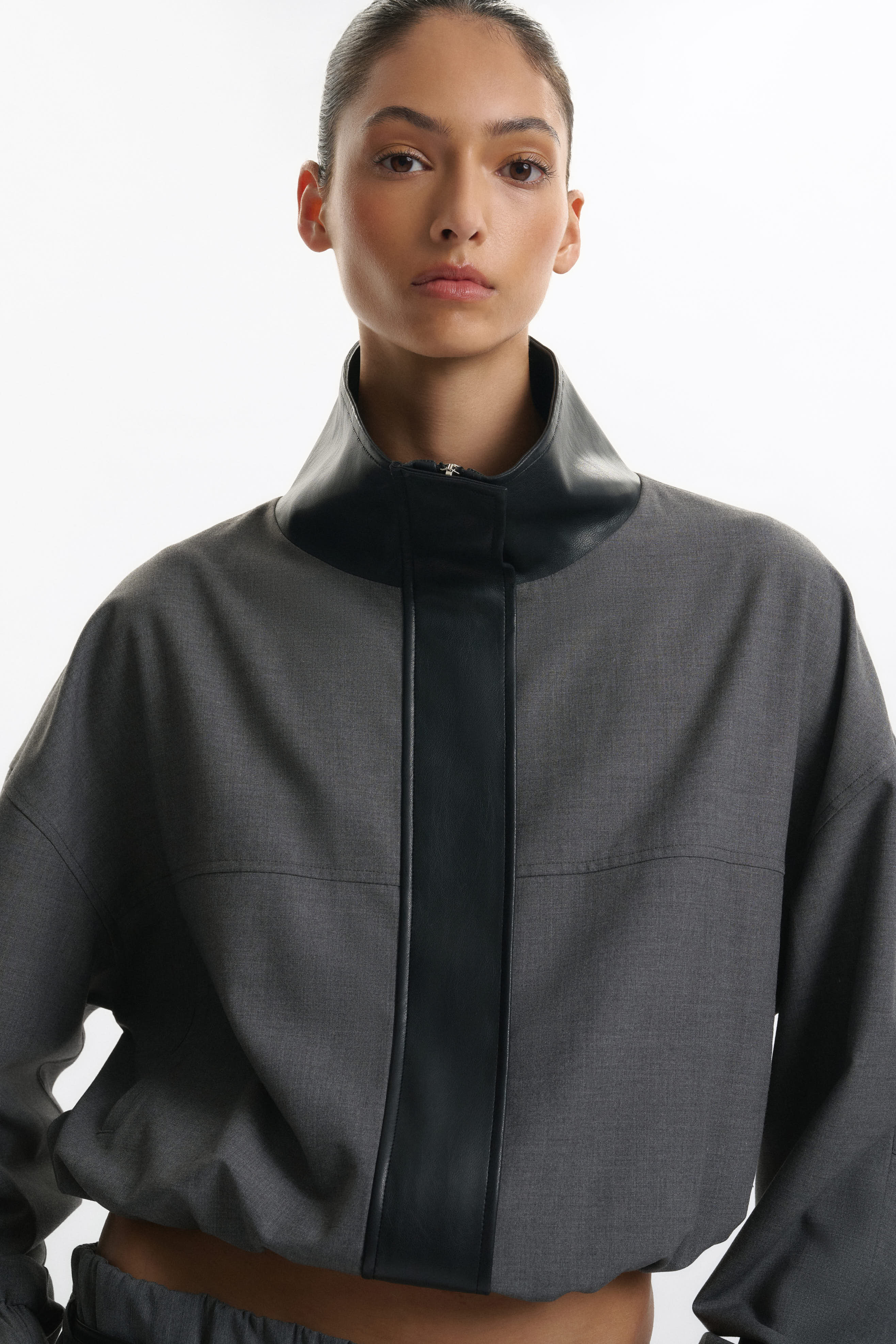 One Of Others Tove Bomber Charcoal Black back