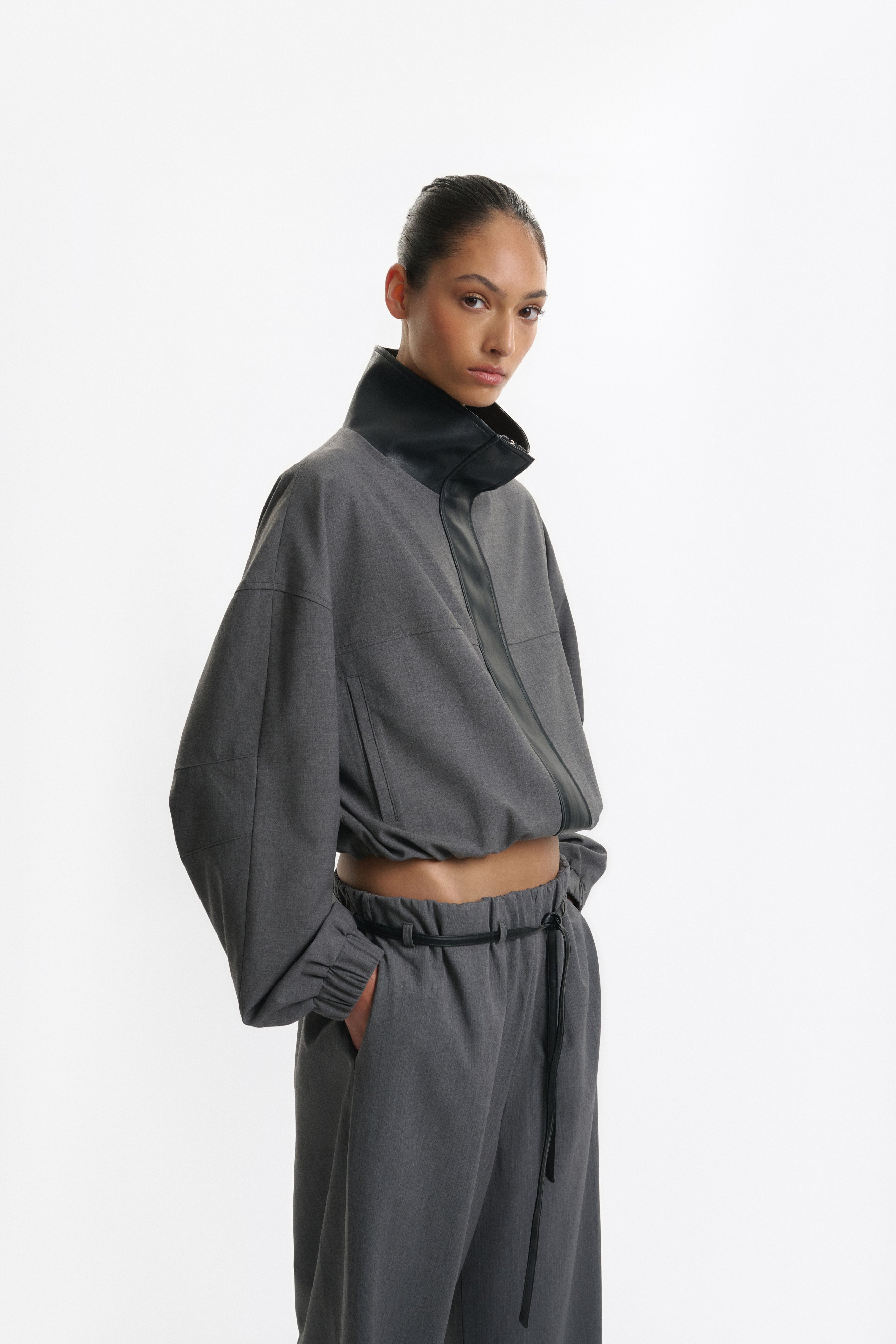 One Of Others Tove Bomber Charcoal Black styled
