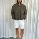 Pintuck Jacket - Khaki Stripe