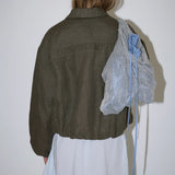 Pintuck Jacket - Khaki Stripe