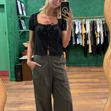 Multi Pleat Pant - Moss Stripe
