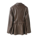 Betty Leather Jacket Chocolate styled