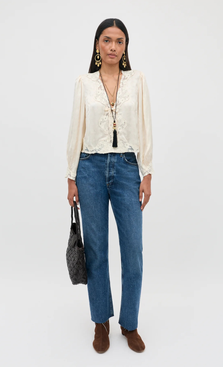 Rixo Tove Satin Jacquard Top