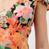 Cathy Midi Dress - Black Floral