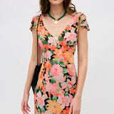 Cathy Midi Dress - Black Floral