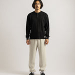 Saturdays NYC Alex Waffle Henley Neck Top Black