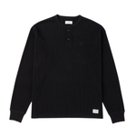 Saturdays NYC Alex Waffle Henley Neck Top Black
