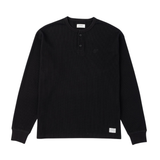 Saturdays NYC Alex Waffle Henley Neck Top Black