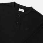 Saturdays NYC Alex Waffle Henley Neck Top Black back
