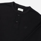Saturdays NYC Alex Waffle Henley Neck Top Black back