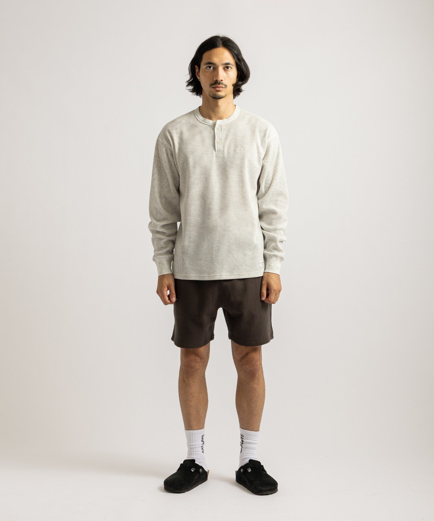 Saturdays NYC Alex Waffle Henley Neck Top Ivory
