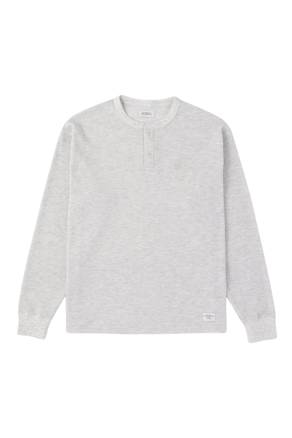 Saturdays NYC Alex Waffle Henley Neck Top Ivory