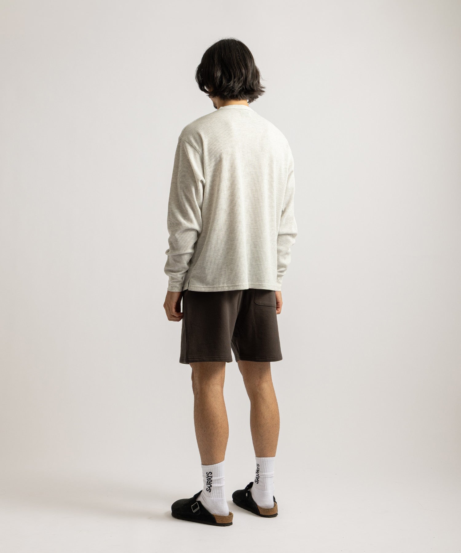 Saturdays NYC Alex Waffle Henley Neck Top Ivory styled