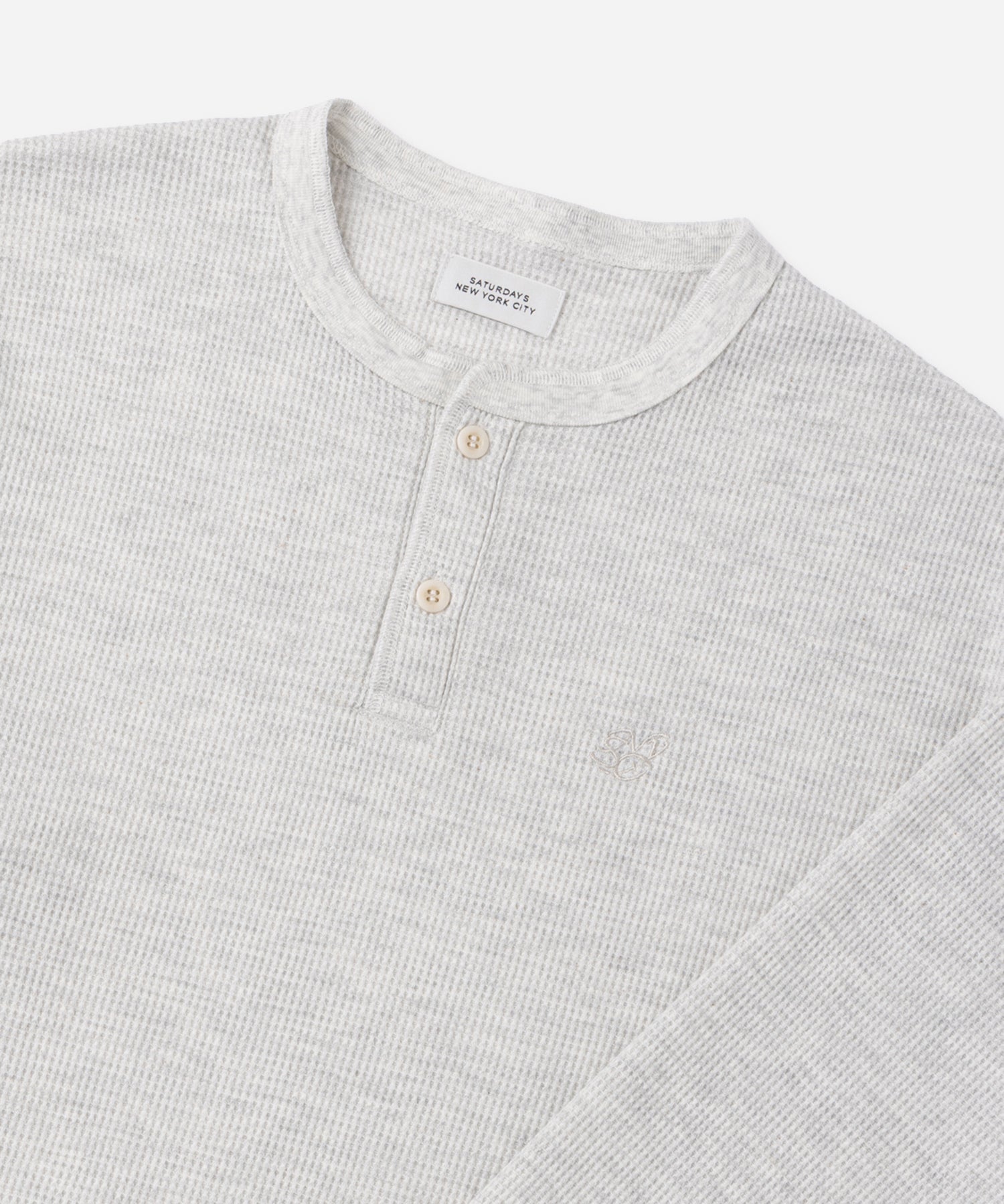 Saturdays NYC Alex Waffle Henley Neck Top Ivory back