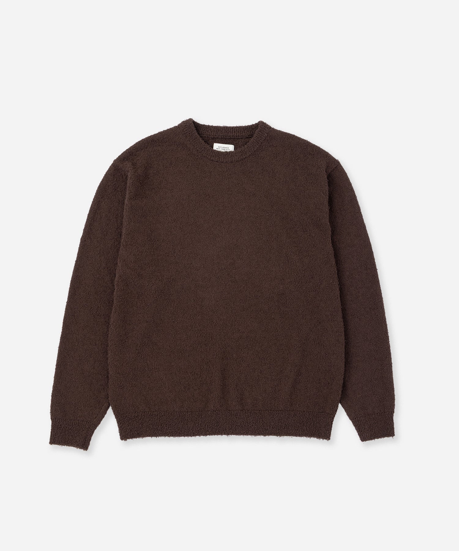 Saturdays NYC Greg Loop Yarn Sweater Dark Brown worn by model