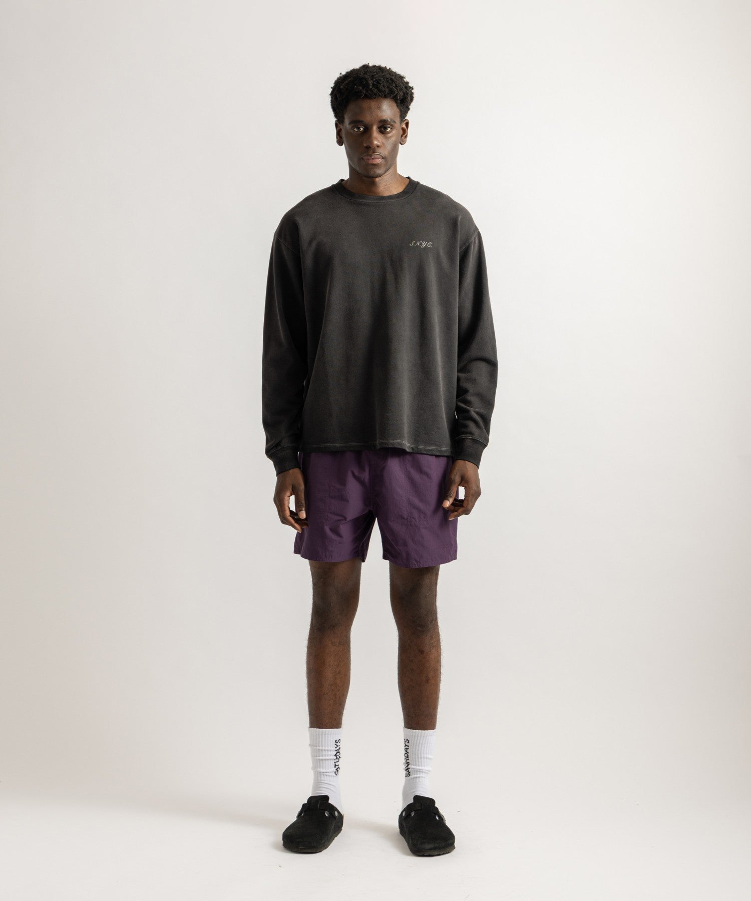 Saturdays NYC Talley Swim Short Purple styled